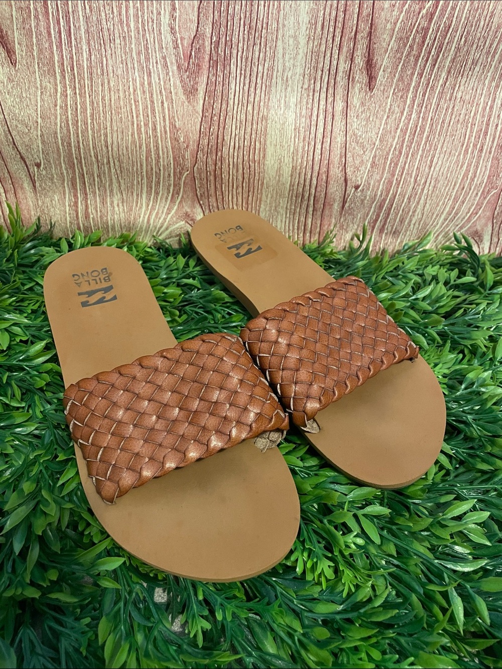 Billabong Women’s Tan Brown Woven Slide Sandals